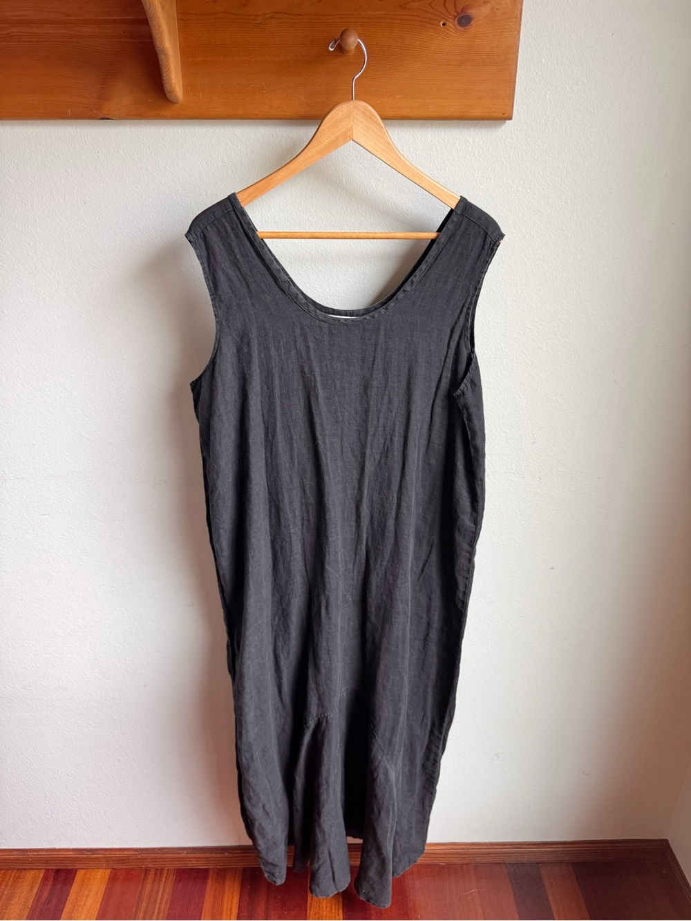Flax Black Linen Maxi Dress - Sleeveless Minimalist